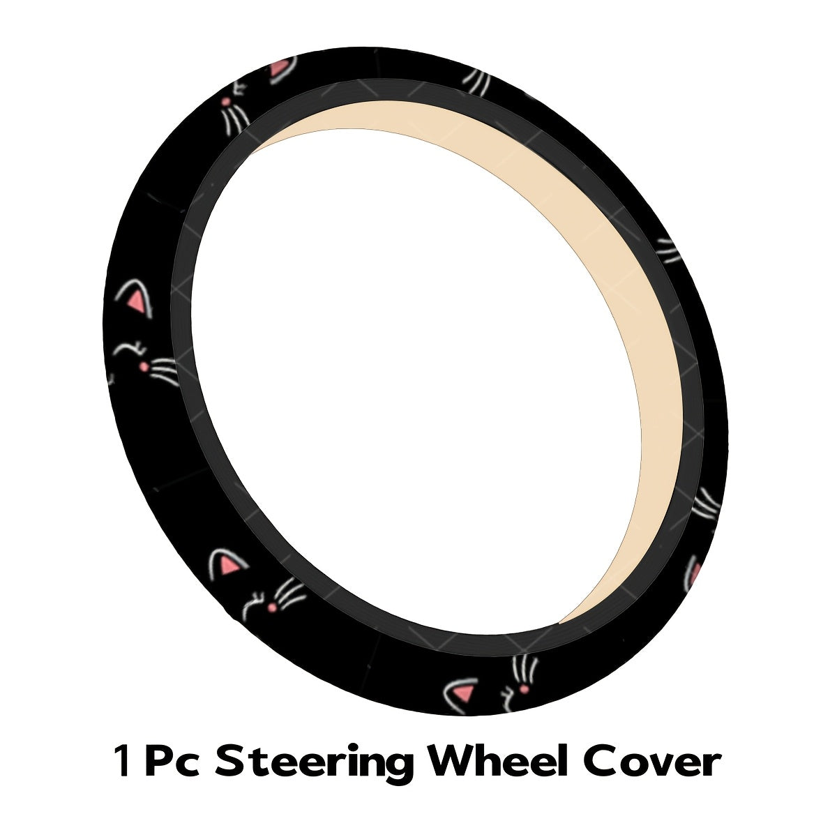 cute cat face pattern steering wheel cover minimalist style