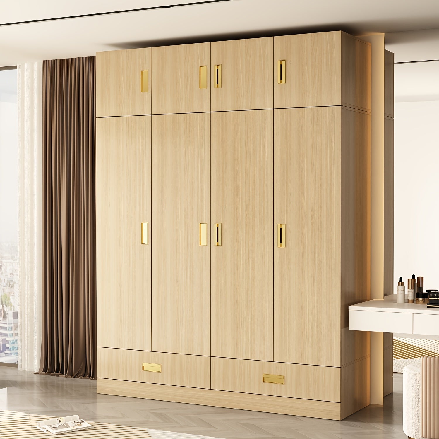 modern 4 door wardrobe   closet 2 drawers cubic