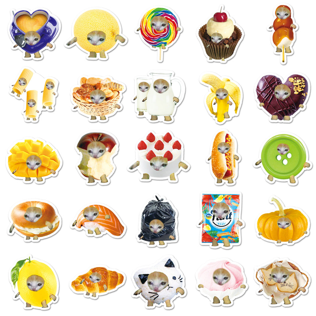 50pcs kitten head meme stickers vintage cute aesthetic funny