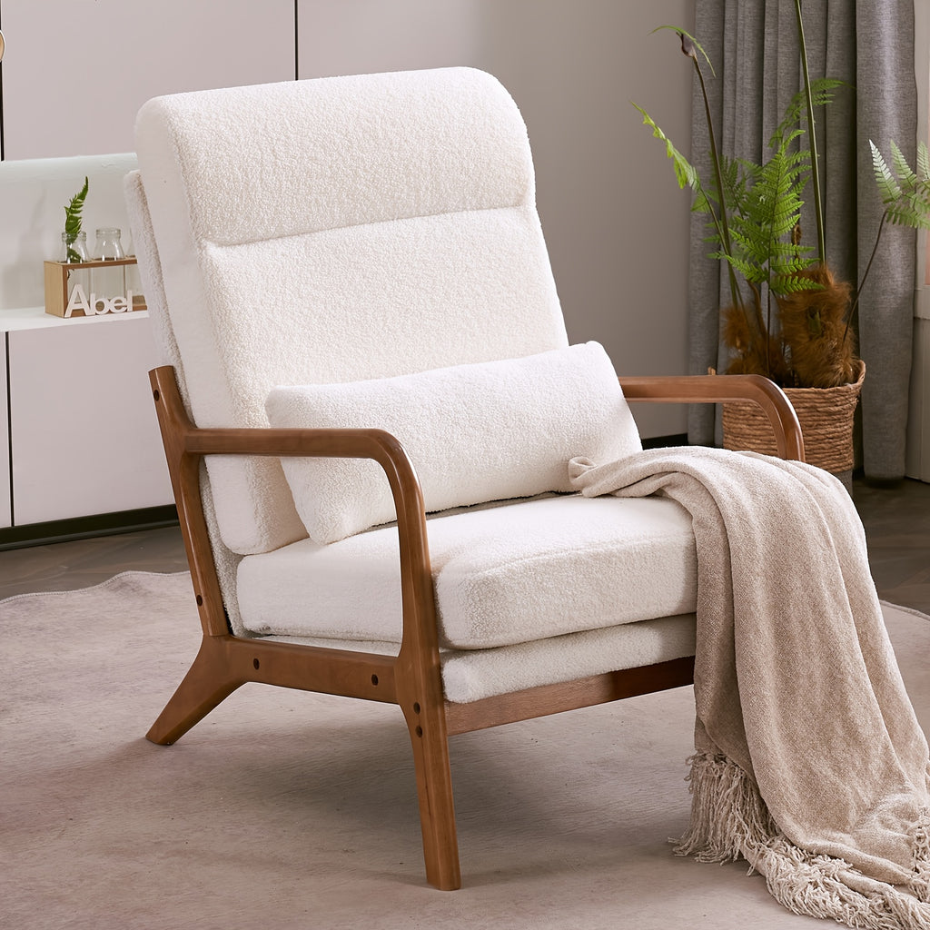 high back   century modern accent chair soild wood padding
