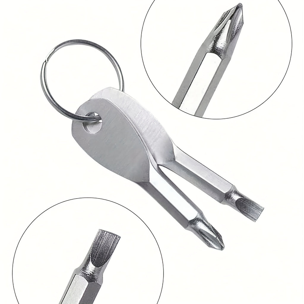 mini keychain screwdriver flathead phillips 2 in 1 portable
