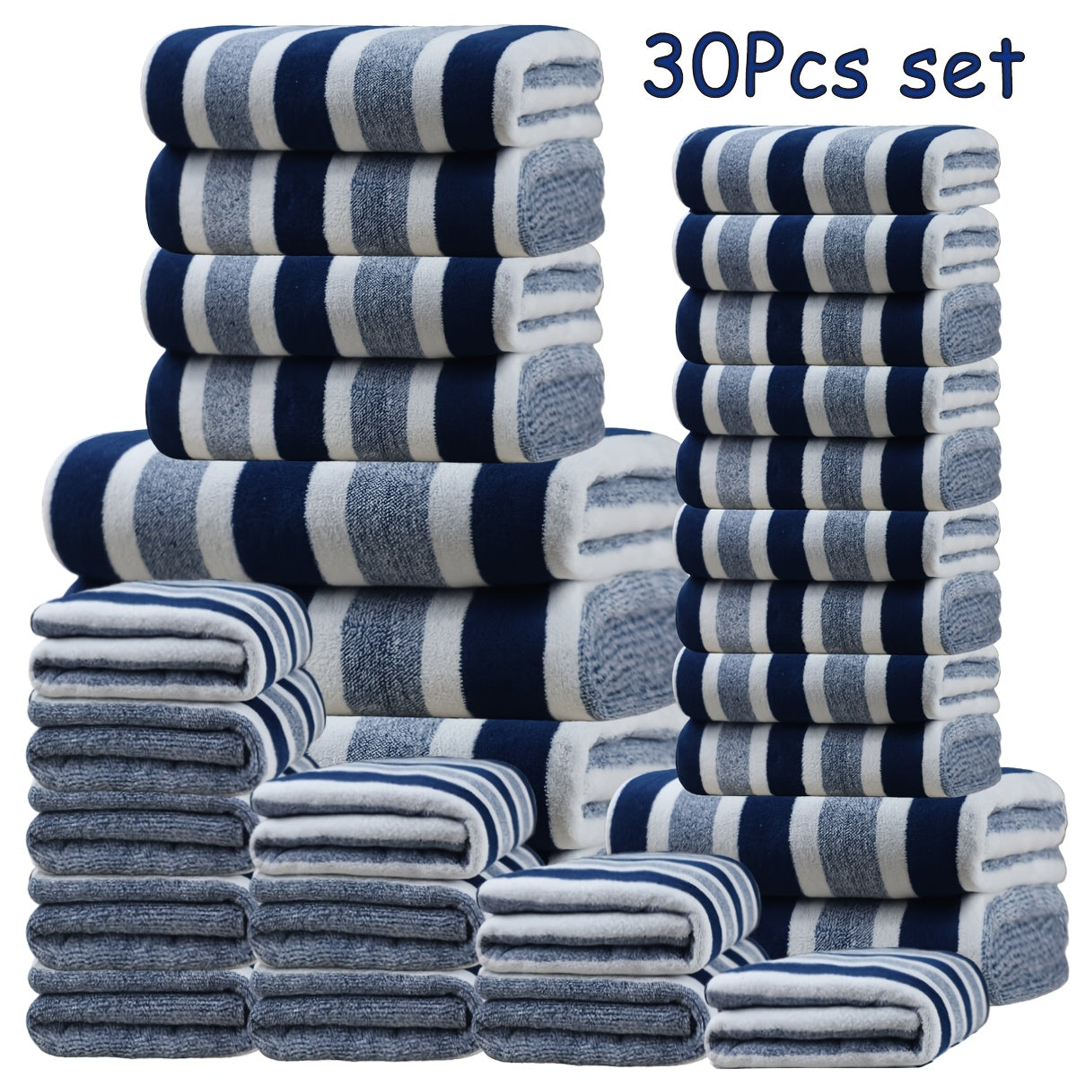 30pcs large wide   towel set quick