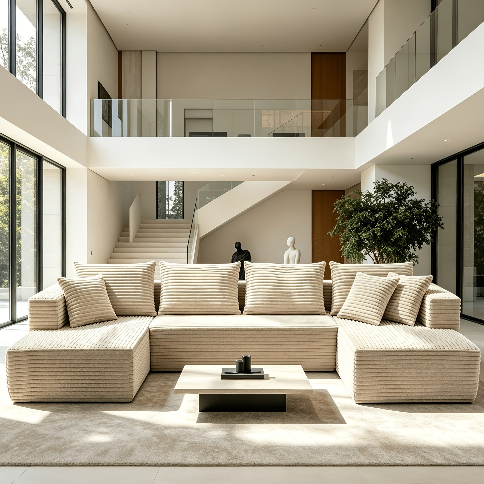 133 inch oversized u shaped   corduroy cloud l