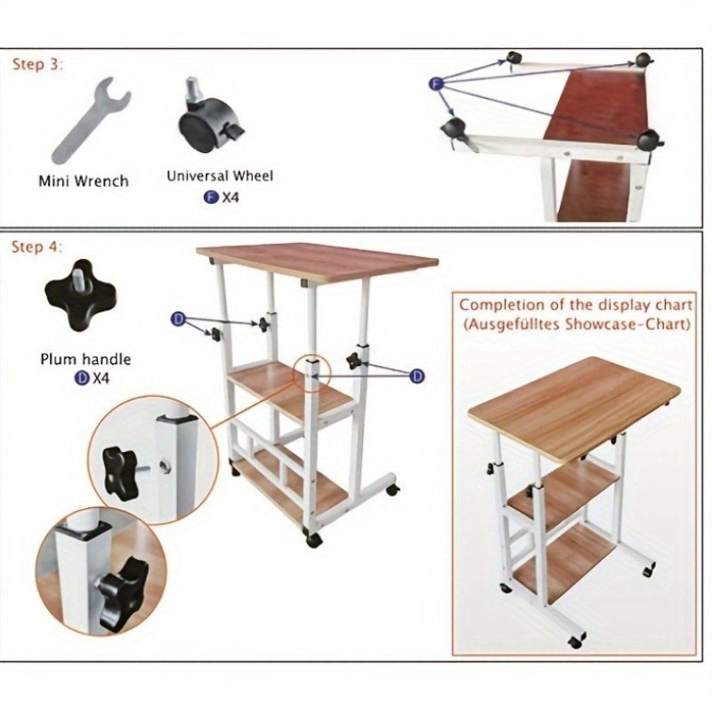 movable height adjustable bedside computer desk adjustable