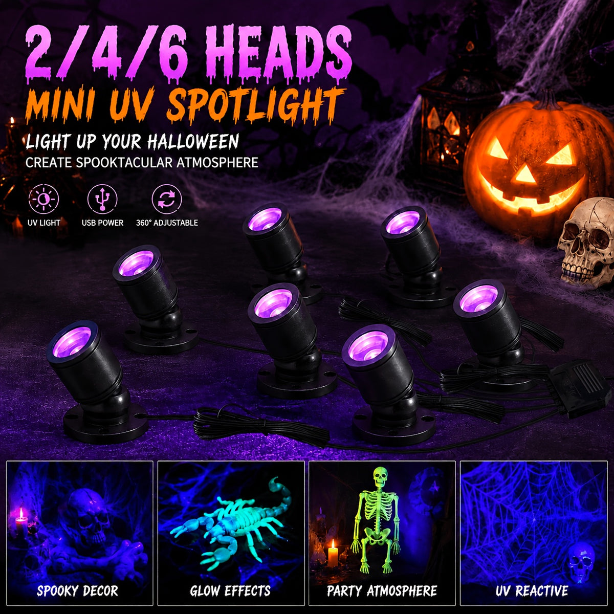 6 4 2pcs led uv blacklight usb powered 1w blacklight violet