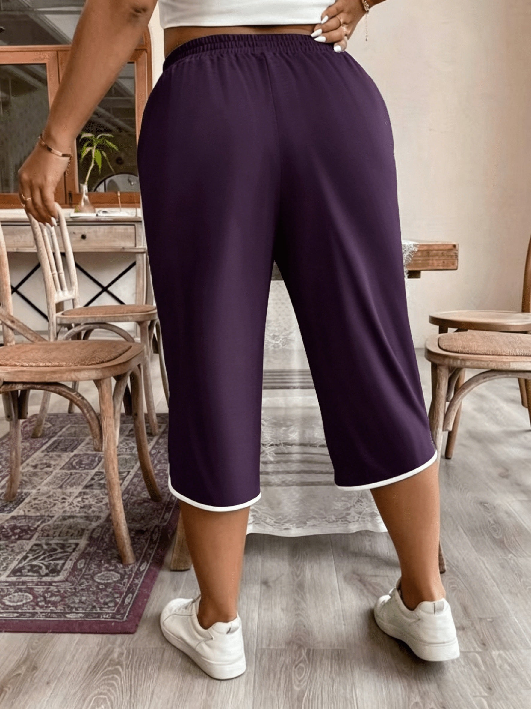 plus size y casual color block capri pants lounge pants temu