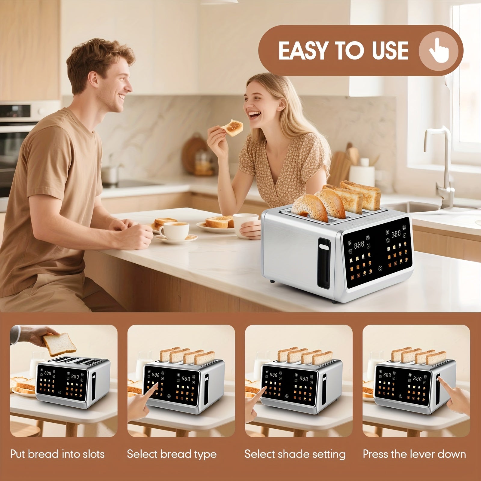 toaster 4   stainless steel digital smart toaster