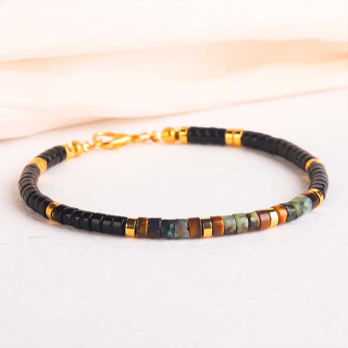 african agate tigers eye obsidian bead   bracelet