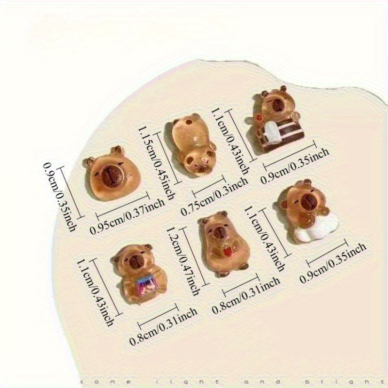 111 mini capybara figurine set nail art decorative additions
