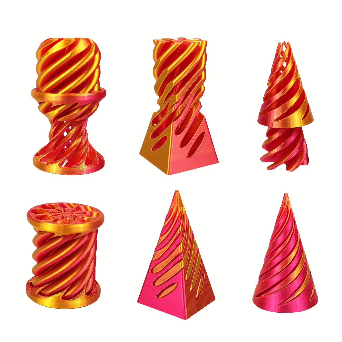 3 piece decorative set spiral pyramid shaped desk ornaments