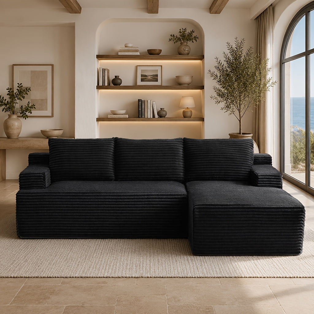 l shaped cloud sofa 3 seater corduroy sectional couch