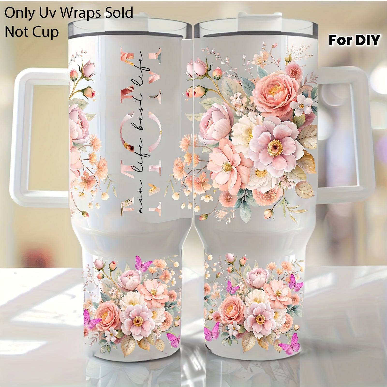 2pcs floral themed mom life transfer 40oz   glasses