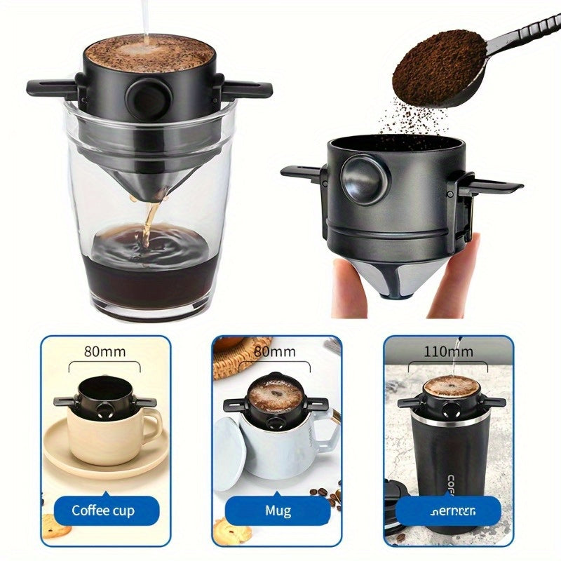 portable stainless steel reusable coffee filter foldable