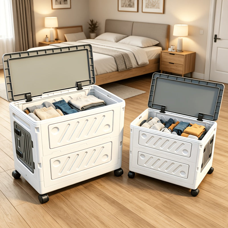 large capacity foldable wheeled storage box 4 wheels 23 6 19