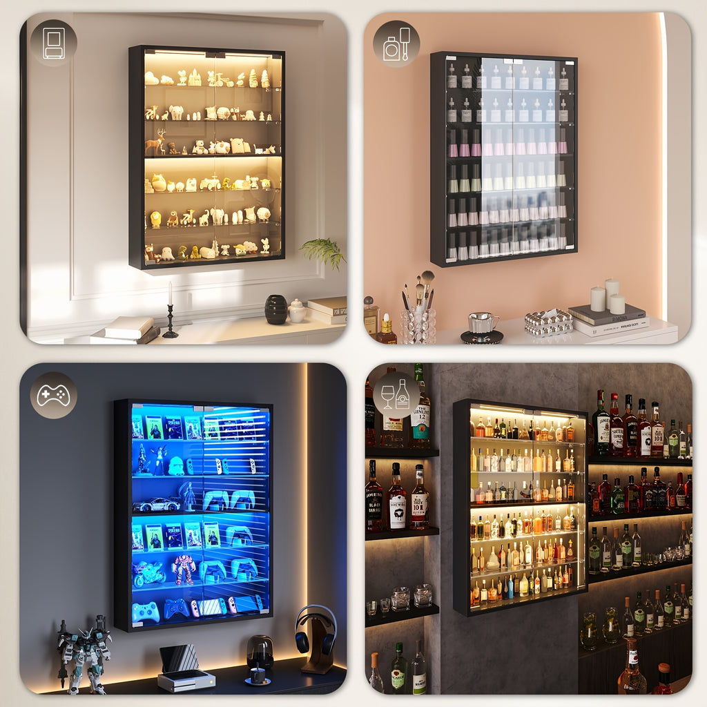 1pc wall mounted glass display cabinet 6 tier small display