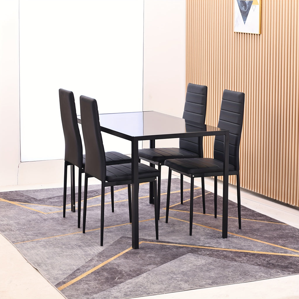 5pcs set dining table set modern rectangular glass dining