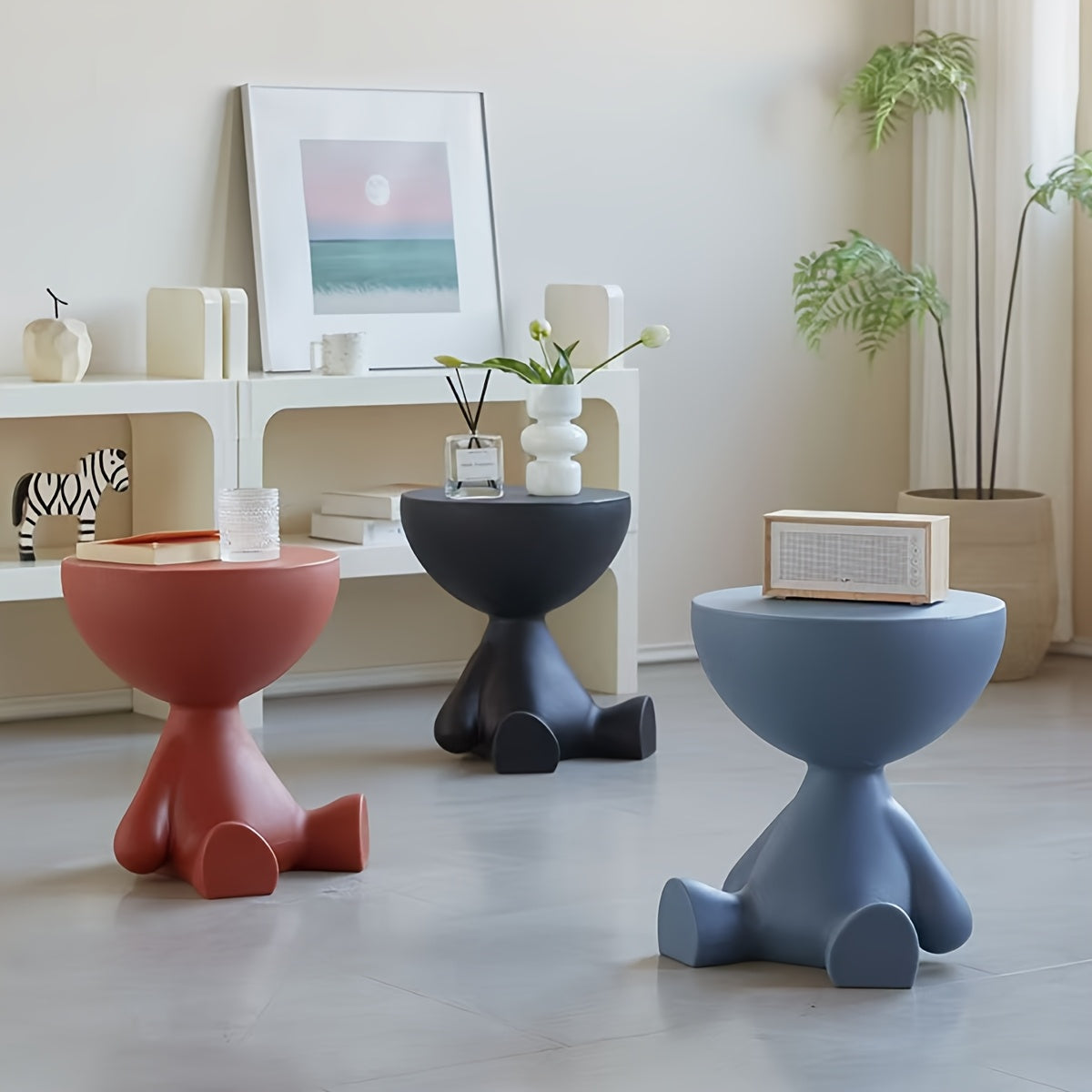 1pc modern creative bear shaped plastic bedside table