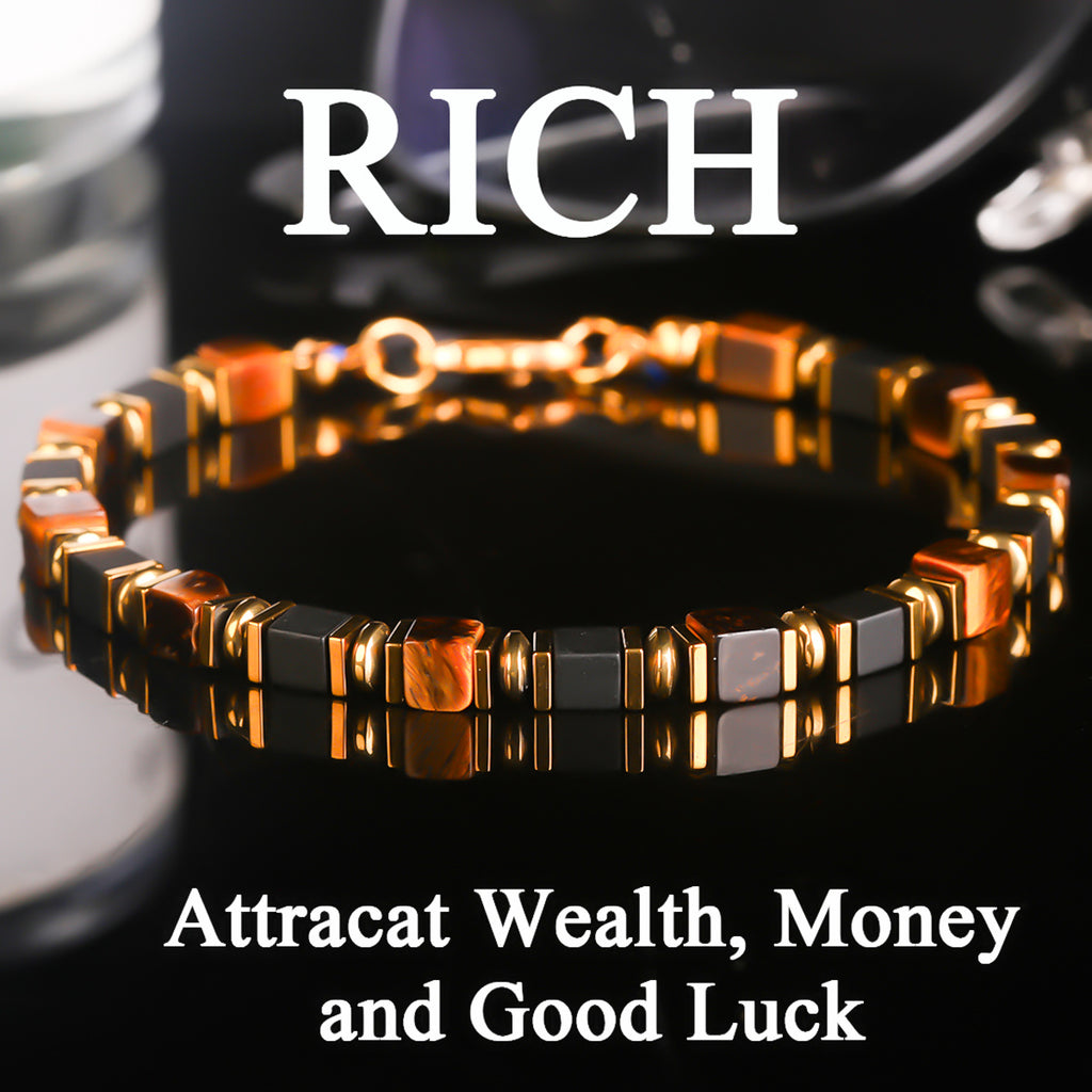 tiger eye obsidian wealth bracelet vintage square bead