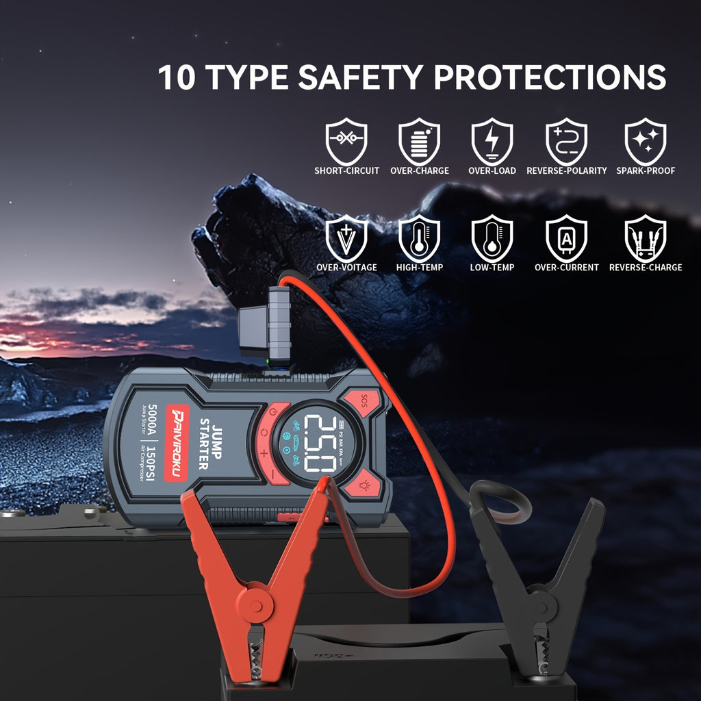 jump starter air compressor 5 in 1 function jump box 5000a