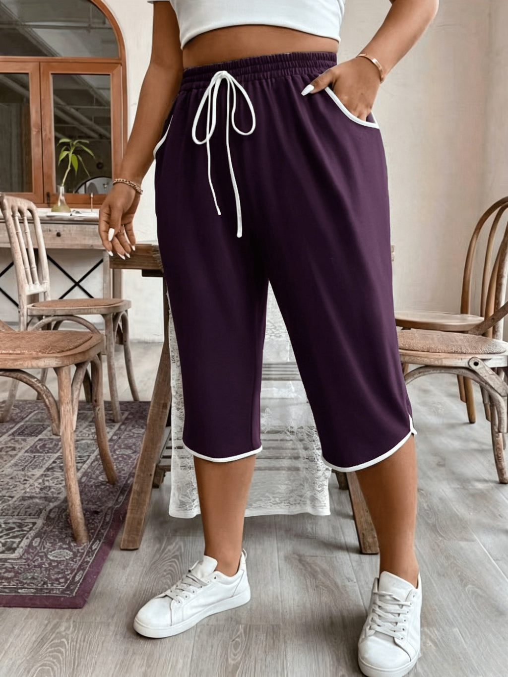 plus size y casual color block capri pants lounge pants temu