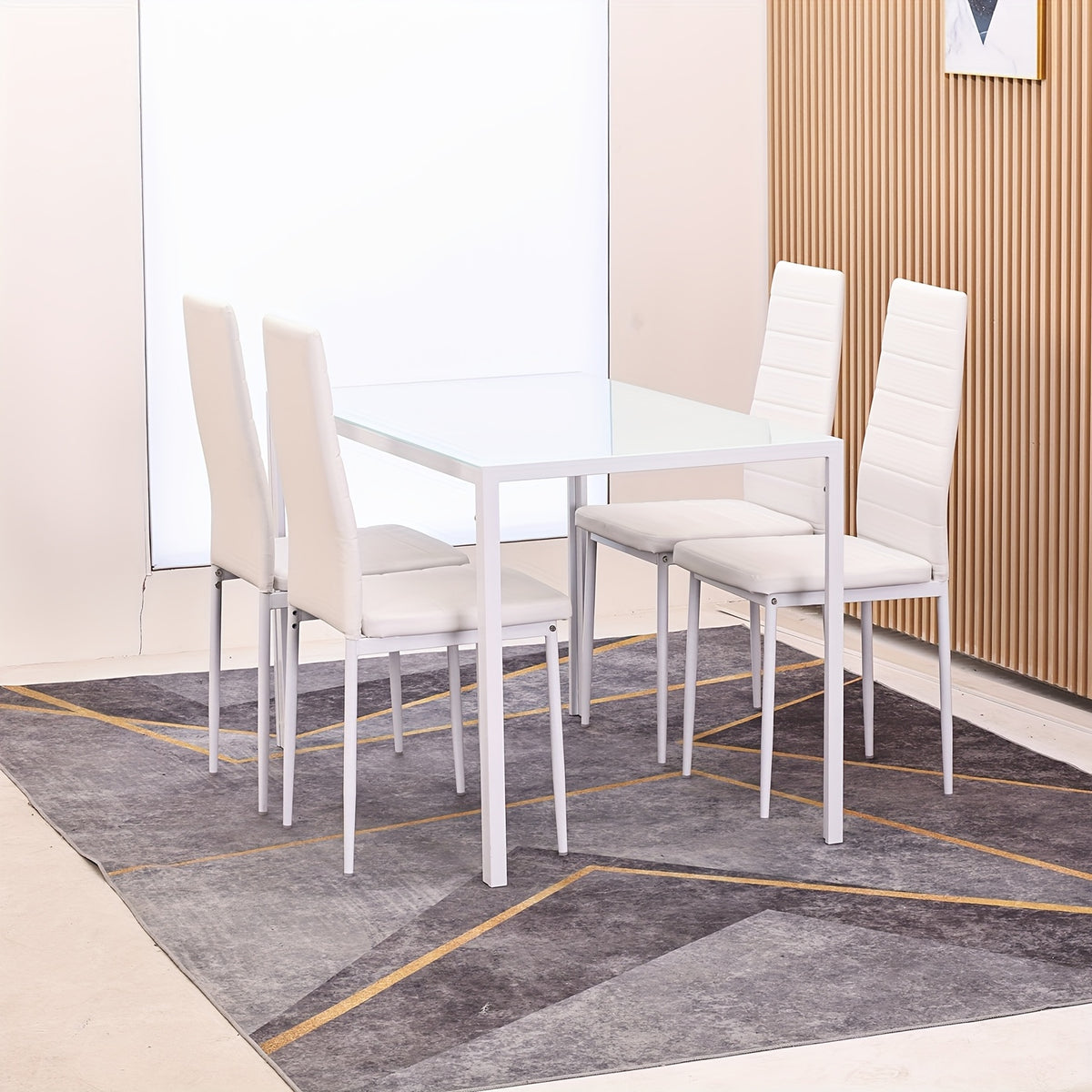 5pcs set dining table set modern rectangular glass dining