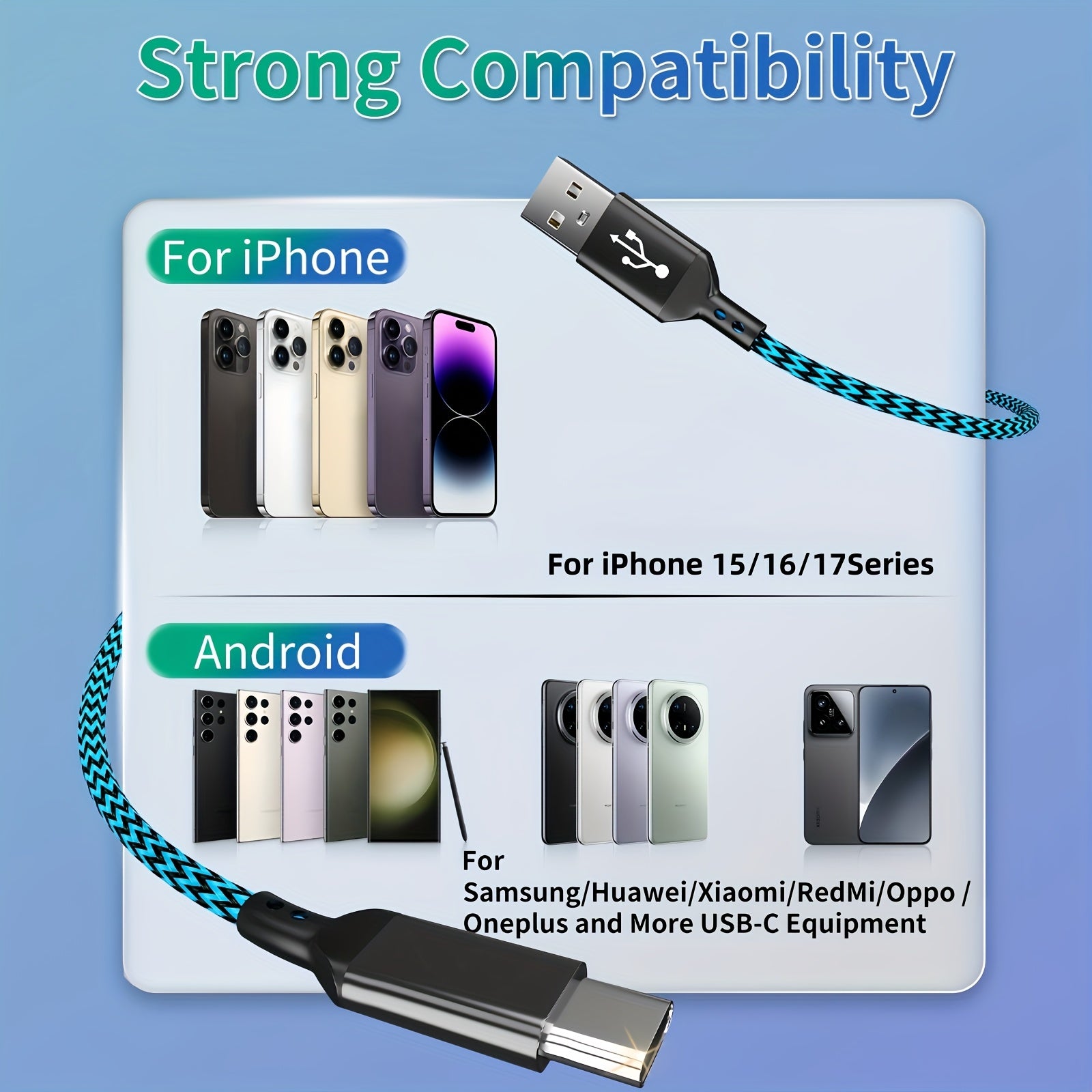 type c charger fast charging usb type c cable braided super