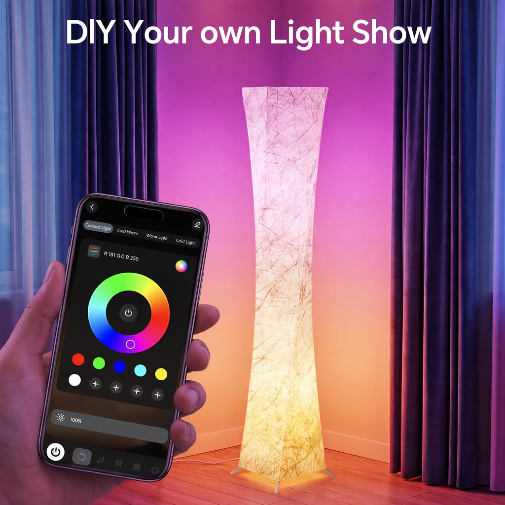 60 inch square floor lamp smart rgb led corner lamp