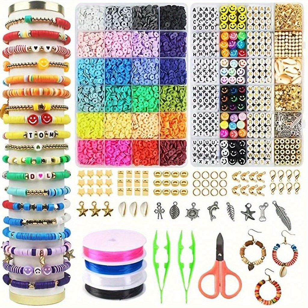 2d flat 7200pcs clay beads bracelet beading kit friendship