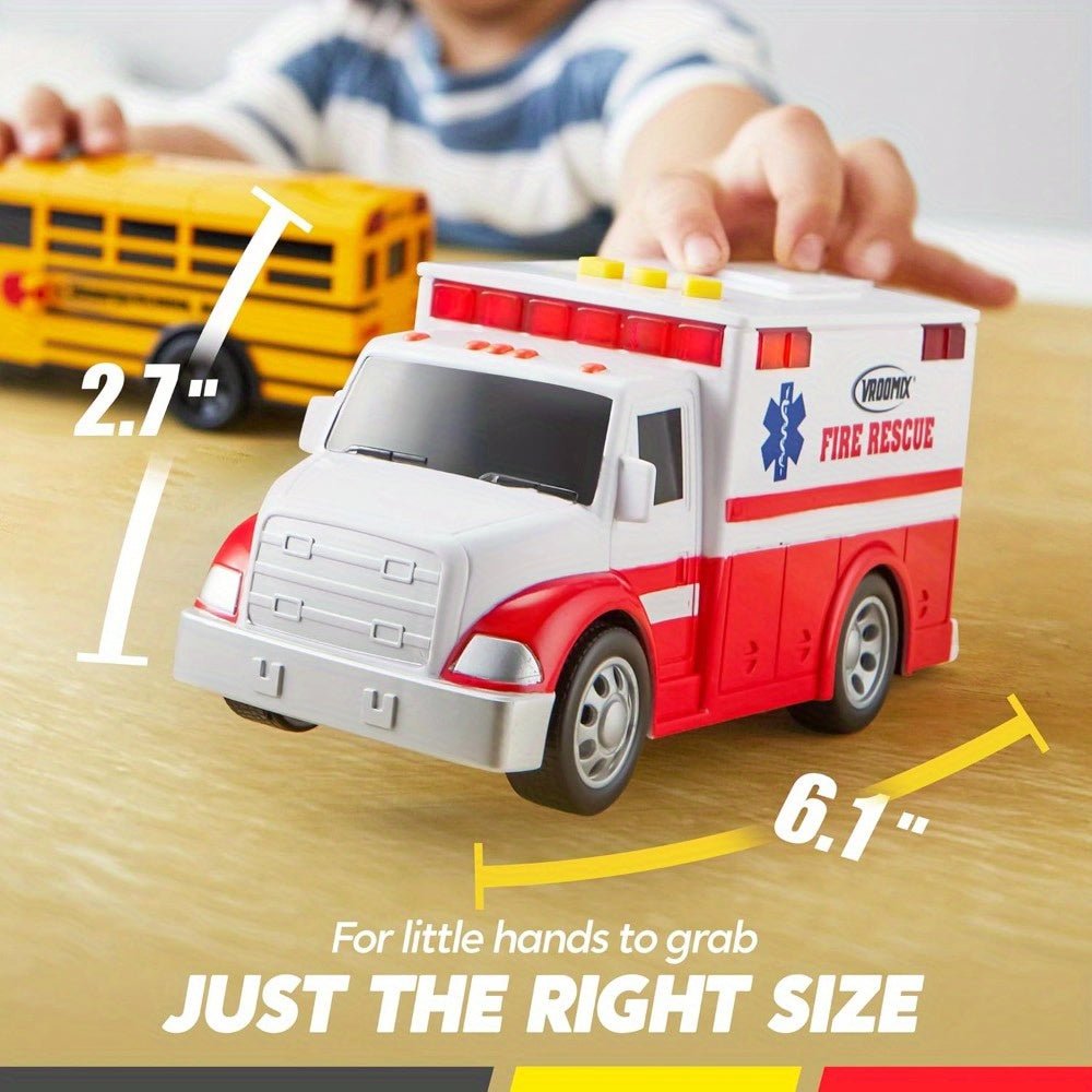suncfun 3 pack emergency school vehicle toy set friction