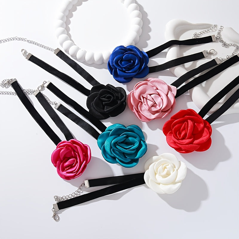 romantic   large rose flower necklaces a wide