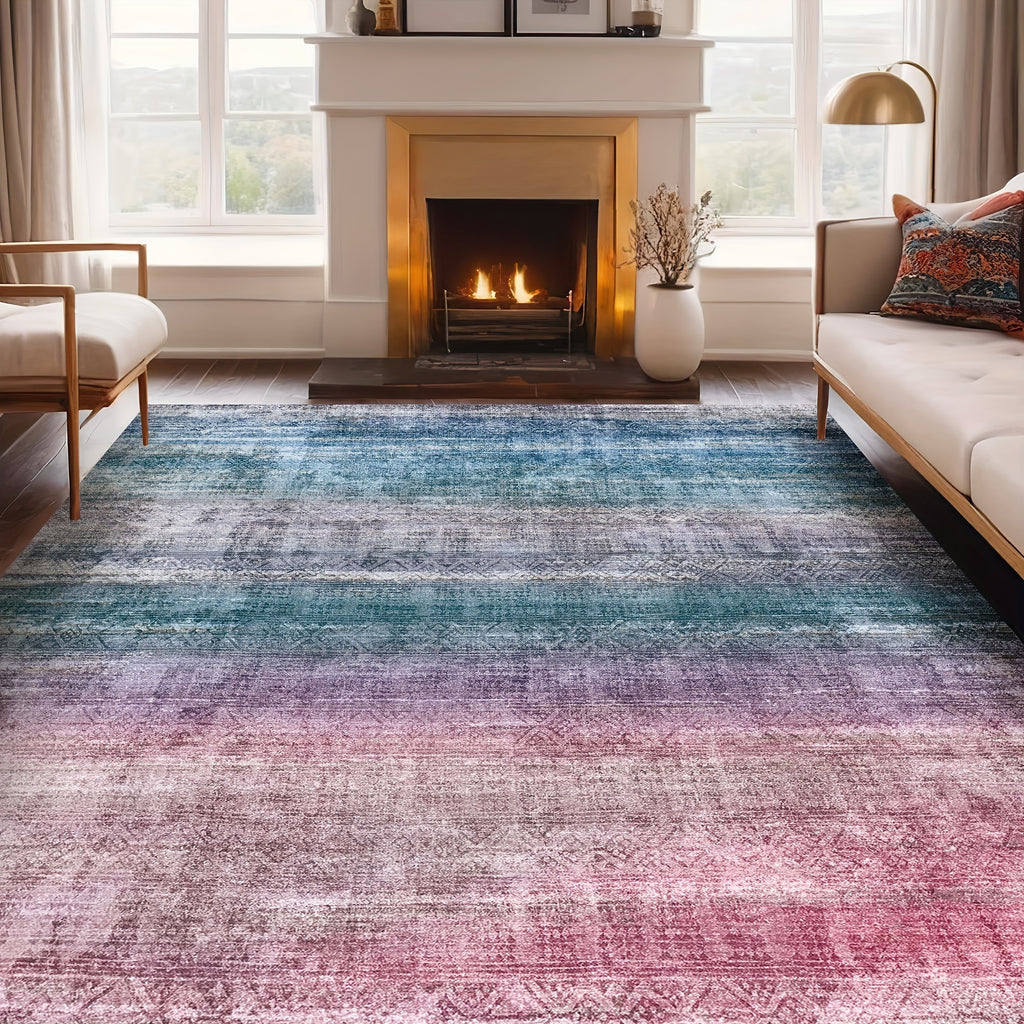 1pc washable area rug gradient teal   non slip