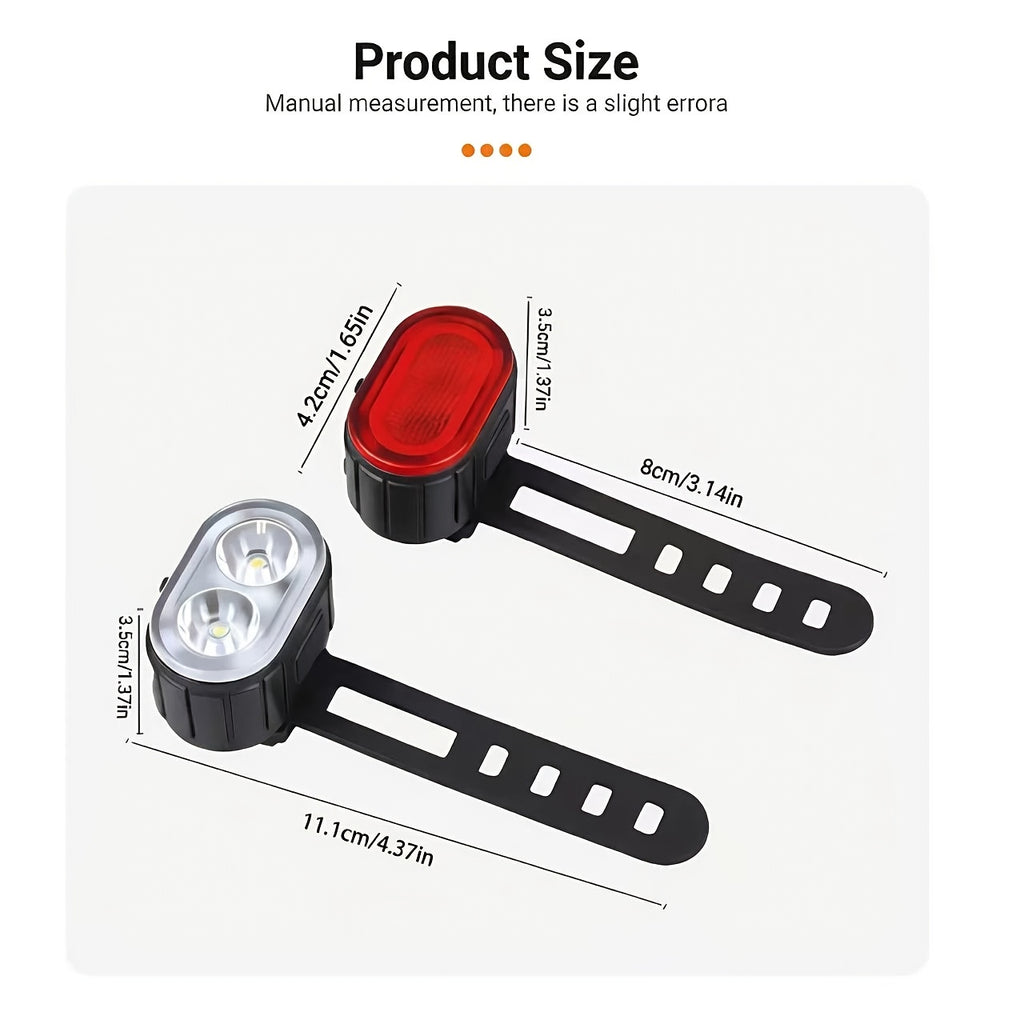 4 pack bike light set 2pcs front lights 2pcs rear lights