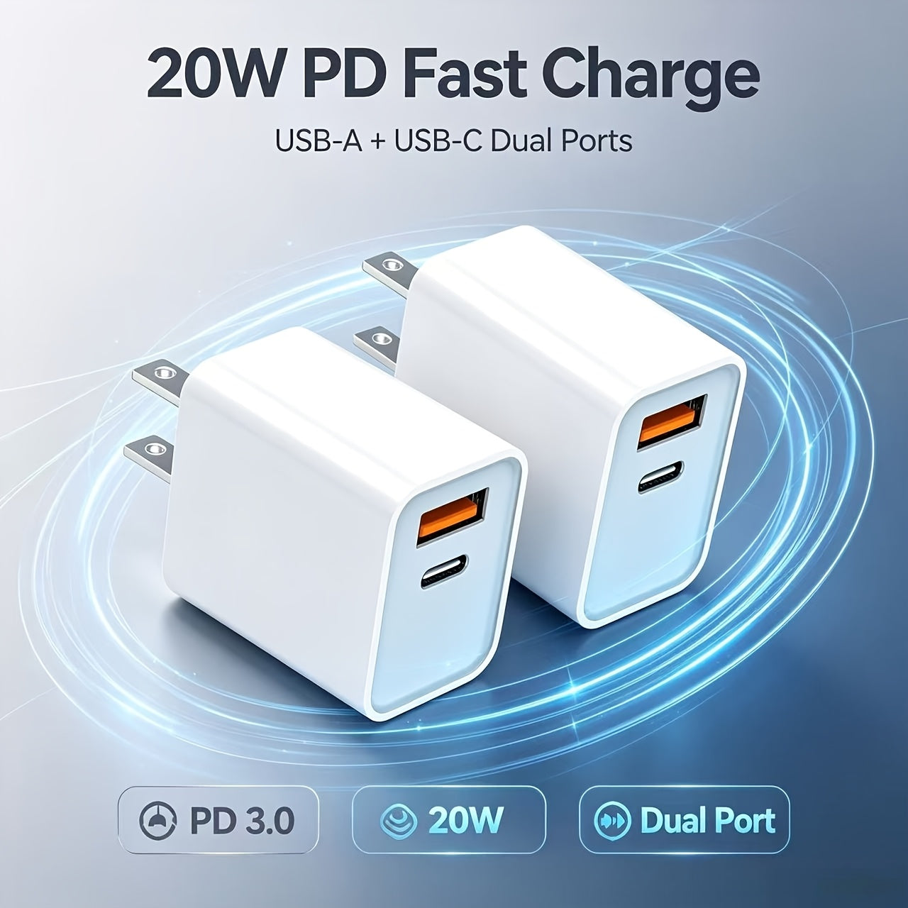 20w usb c fast phone charger type c power adapter 2 port