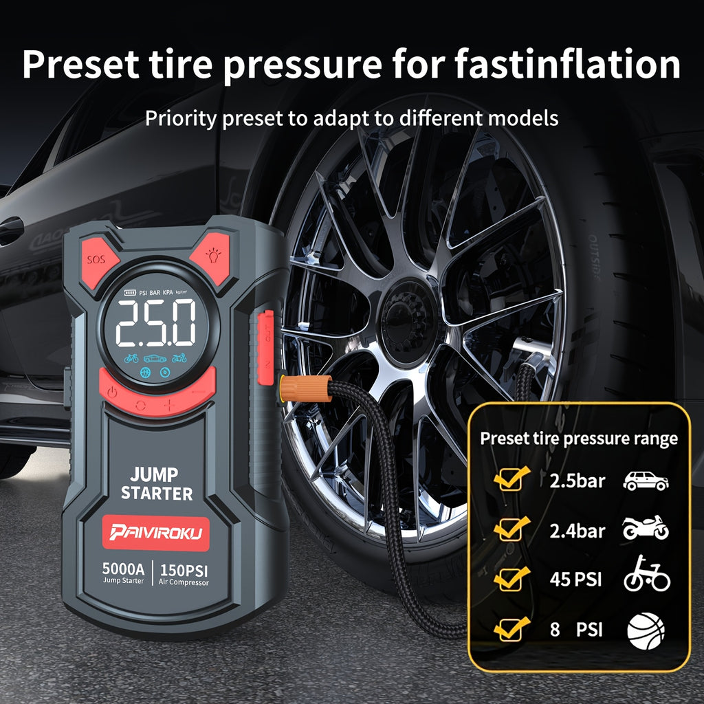 jump starter air compressor 5 in 1 function jump box 5000a