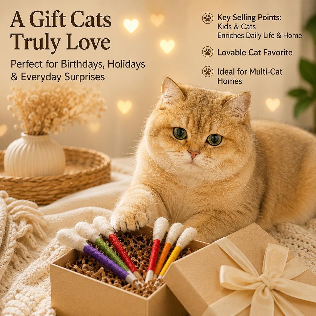4pcs set large cat teaser wands in random colors swab shape