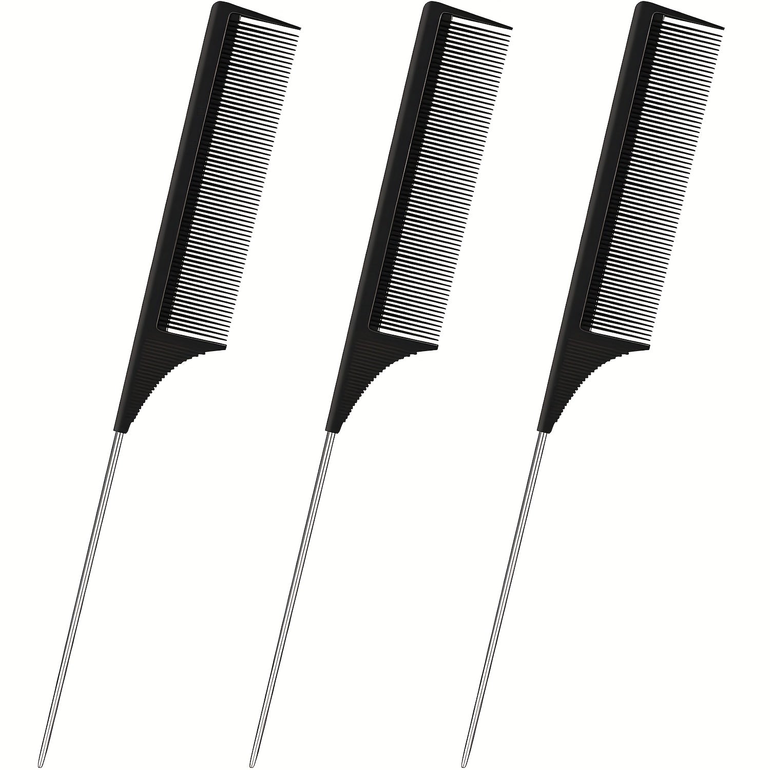 3 pack hair rat tail comb set parting teasing fine tooth