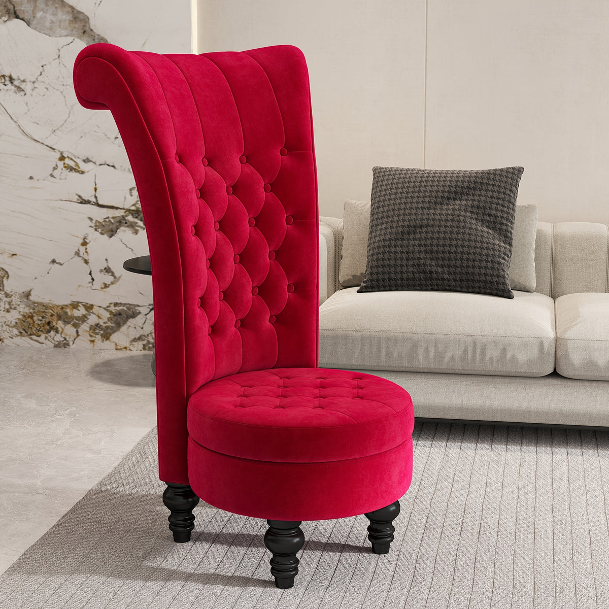 back chair velvet armless accent chair button