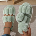 womens plush half toe slippers suitable soft warm indoor non
