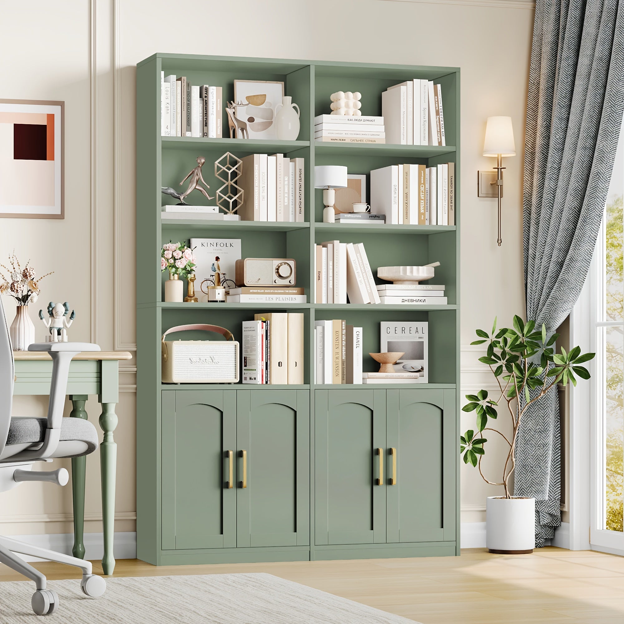 fultru bookshelf bookcase doors 6 tier   large