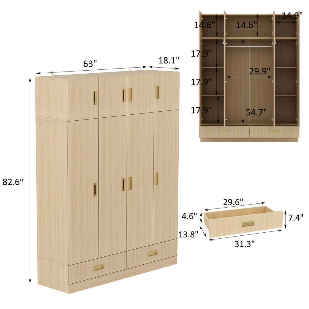 modern 4 door wardrobe   closet 2 drawers cubic