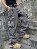 1pc mens baggy loose snowflake grey jeans seasonal hip hop