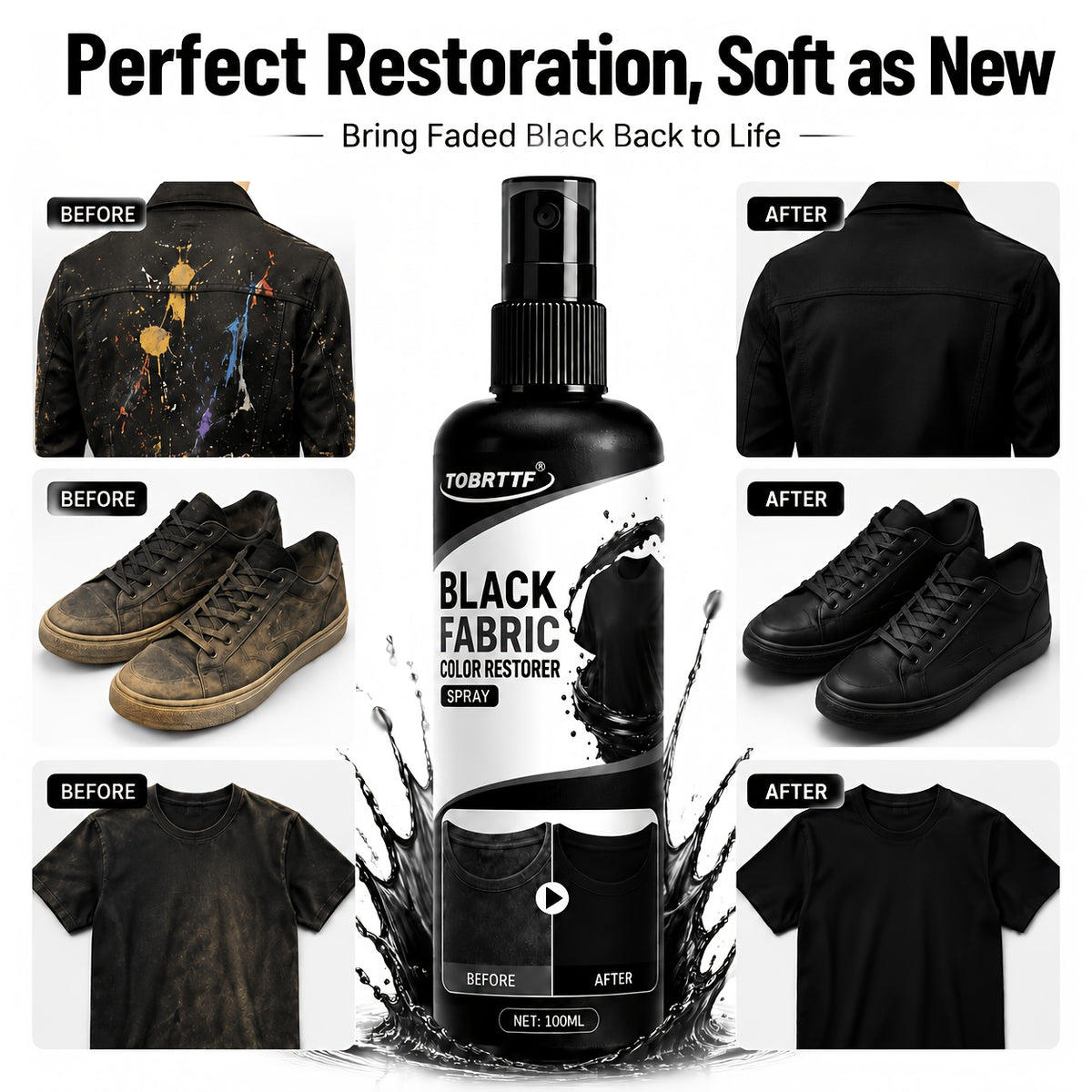 100ml black fabric color correction spray instant fade