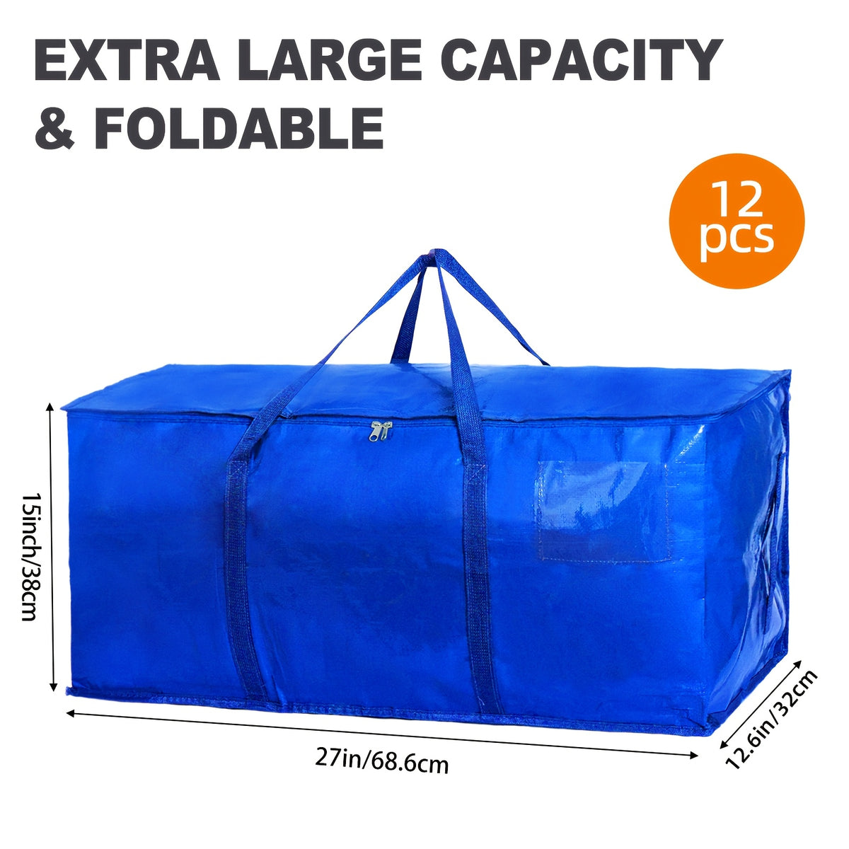 12pcs extra large moving bags zippers carrying handles heavy