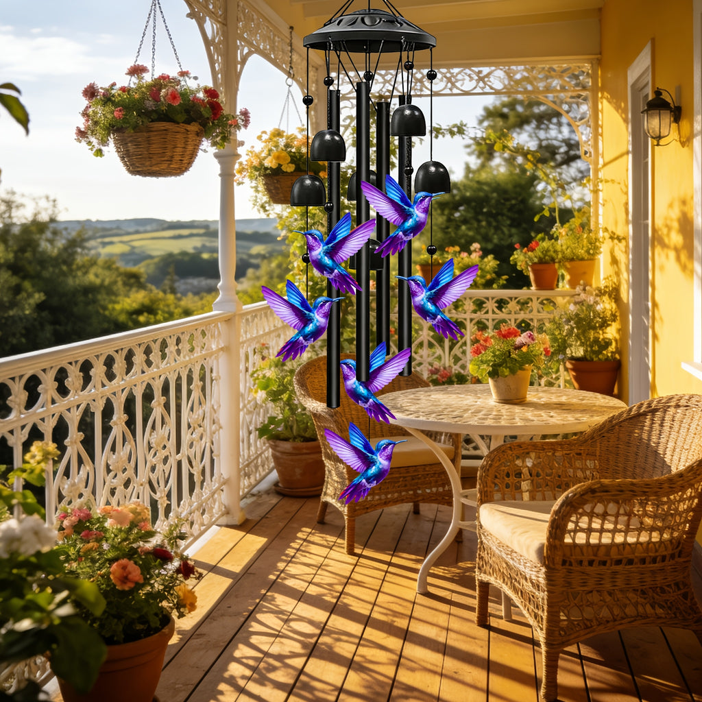 hummingbird wind chimes outside deep tone memorial