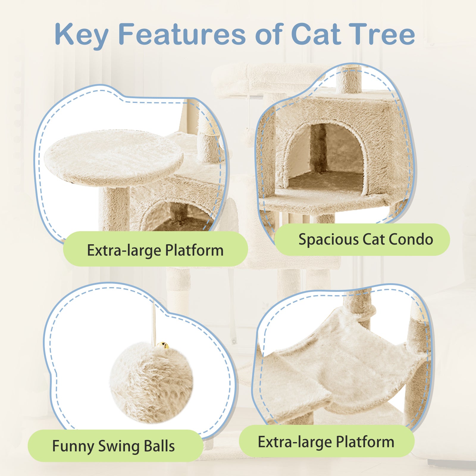 44 inch multi cat tree tower condo hammock natural sisal