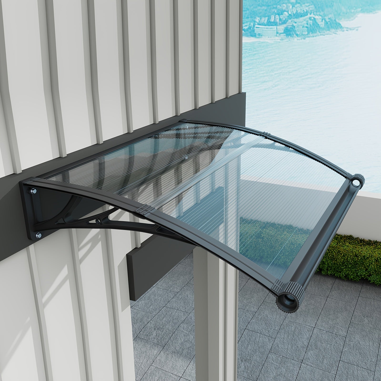 awnings windows doors large gutters rain sun uv protection