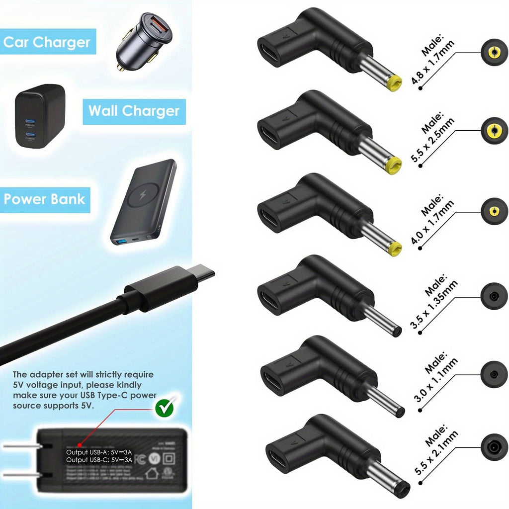 6 pack usb type c 90 degree 5v female usb c male