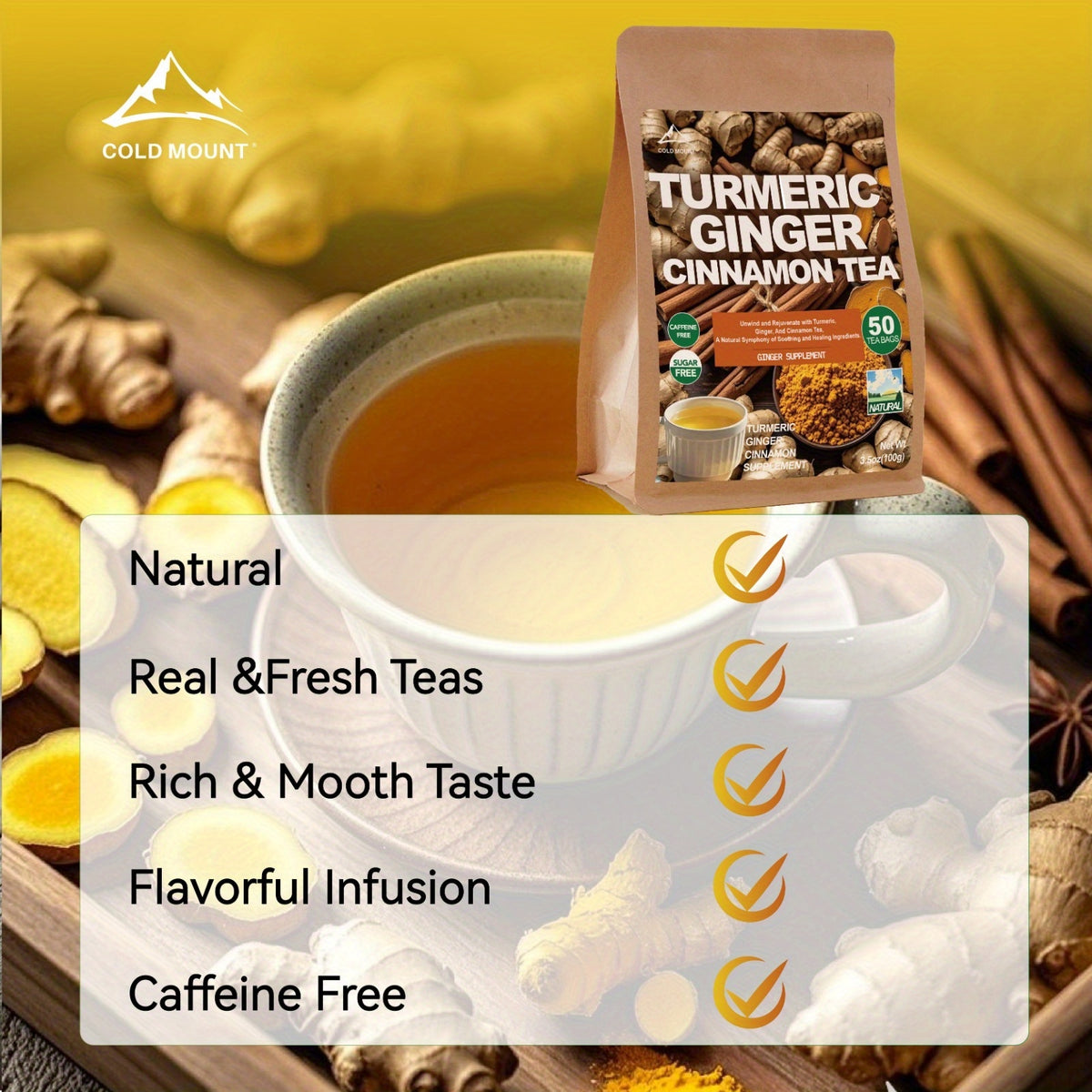 natural herbs turmeric ginger cinnamon tea