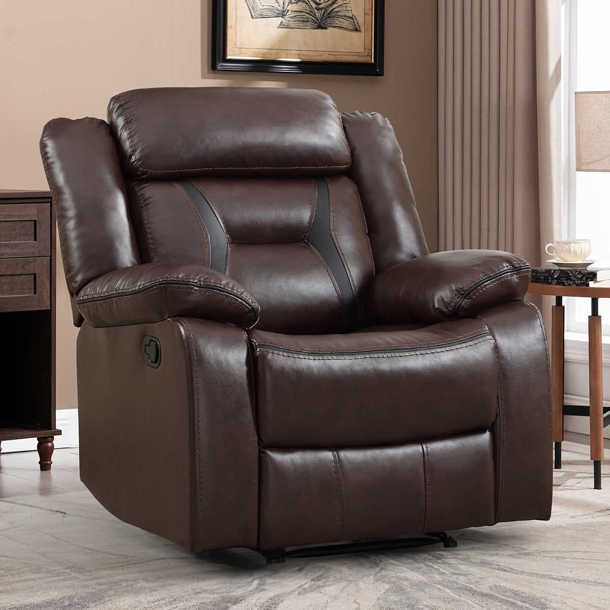faux leather manual recliner set 3 seat sofa loveseat
