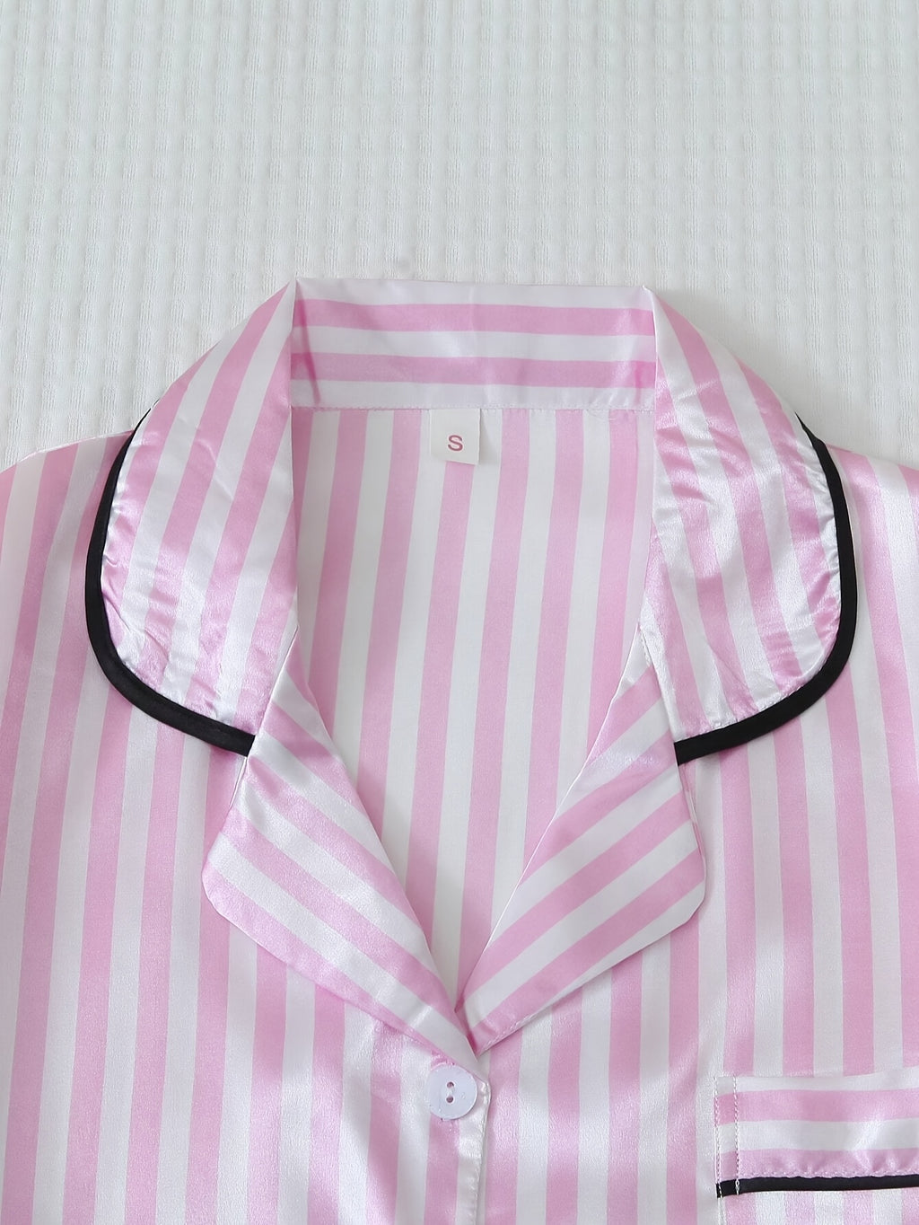 summer womens pajamas pink striped bow short sleeve shorts